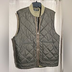 Line of Trade Essex Quilted Vest Men Size L Lightweight 2 Way Zip Brown/olive